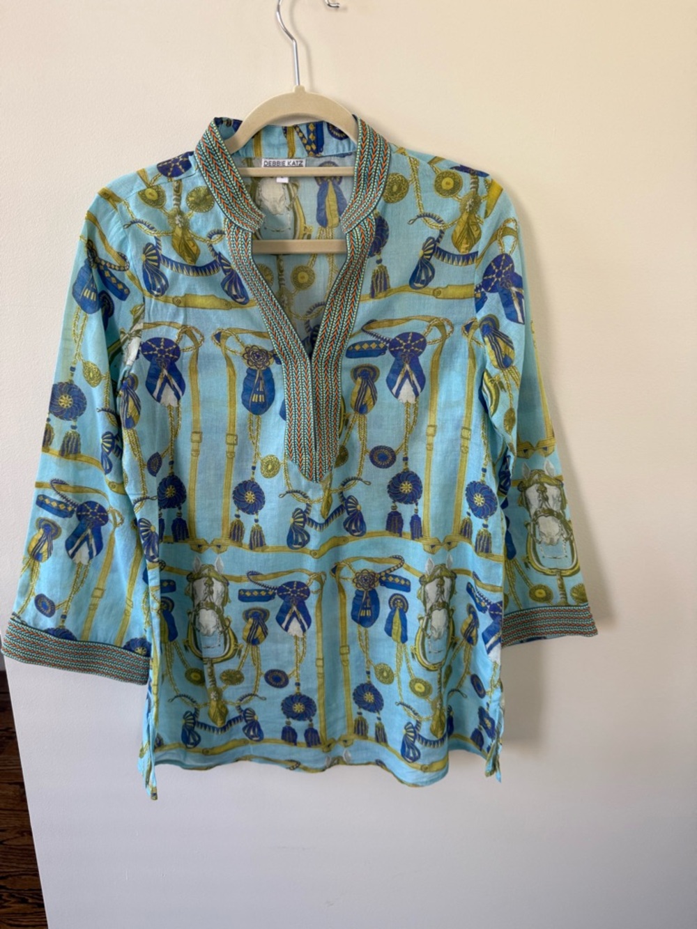 Paradise Day Blue Rope-Print Tunic Top